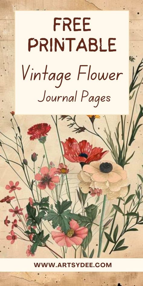 45+ Flower Junk Journal Pages! 🌸 Perfect for crafters and journal lovers, these free vintage printables add a touch of elegance to your projects. Download the PDF and start creating beautiful scrapbooks, cards, and more with these exquisite floral designs. #FlowerJunkJournal #VintagePrintables #FreePDF #Crafting #Scrapbooking #ArtProjects #DIYCrafts #PrintableFlowers #JournalPages #CreativeCrafts Vintage Flower Seed Packets Free Printable, Flowers To Print Free Printable, Journal Cover Design Free Printables, Botanical Illustration Vintage Free Printables, Vintage Flower Watercolor, Scrapbook Printables Free Templates, Vintage Recipe Cards Printable Free, Journal Pattern Paper, Free Downloads Printables