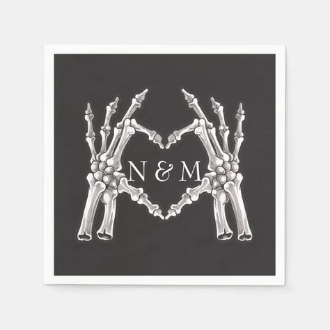 NOVA Halloween Skeleton Heart Hands Wedding Napkins  Zazzle Skull Wedding Decorations, Gothic Fall Wedding, Skeleton Heart Hands, Skeleton Heart, Couples Decor, Halloween Napkins, Fall Couple, Skeleton Couple, Billy Goat