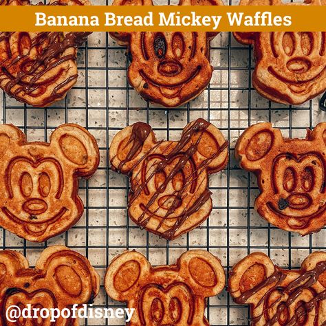 Disney Waffle Recipe, Mickey Churro Waffles Recipe, Mickey Churro Waffles, Disney Waffles, Mickey Waffle, Churro Waffles, Asian Side Dishes, Chocolate Banana, Disney Food