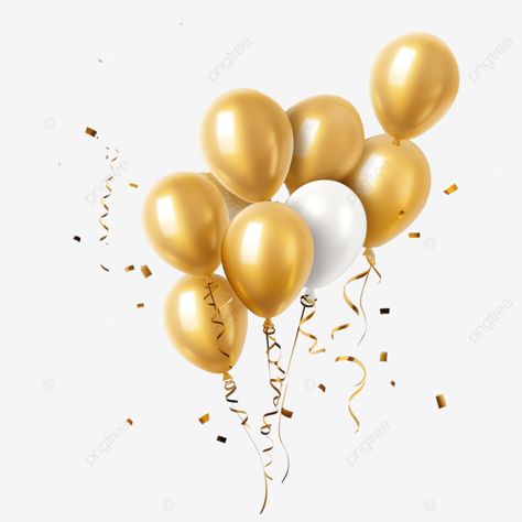 festive golden balloons with streamer and confetti layout for birthday christmas anniversary png Birthday Balloons Png, Anniversary Png, Golden Balloons, Balloon Png, Transparent Image, Png Transparent, Confetti, Balloons, Layout