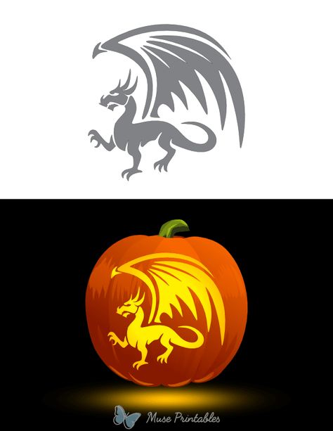 Fourth Wing Pumpkin Carving, Dragon Pumpkin Carving Stencil, Dragon Pumpkin Stencil, Dragon Pumpkin Carving, Dragon Pumpkin, Pumpkin Carving Stencil, Pumpkin Stencils Free, Halloween Pumpkin Stencils, Winged Dragon