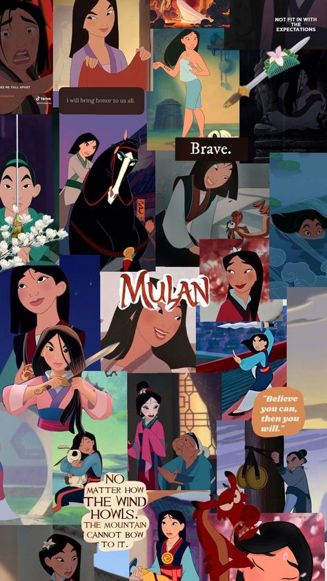 mulan wallpaper collage #wallpapers #collageart #collages #disney #disneyprincess #princess #mulan #pictures #pretty #quotes Mulan Background, Mulan Pictures, Mulan Fanart, Mulan Quotes, Mulan Aesthetic, Collage Wallpapers, Princess Mulan, Mulan Disney, Roi Lion