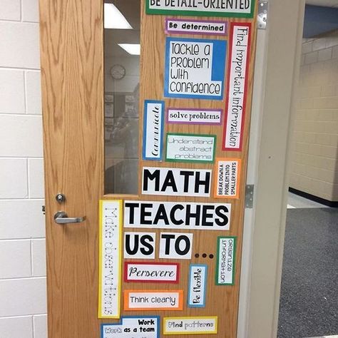 Looking forward to welcoming students to my math lab classroom next week! I ❤️ the door I created today. It is such a good reminder that teaching math is so much more than teaching math! #iteachmath #mathclassroom #classroomdecor #mathteacher #math Math Classroom Door, Math Door, Math Bulletin Boards, High School Math Classroom, Math Lab, Math Classroom Decorations, Middle School Math Classroom, Welcome Students, Math Intervention