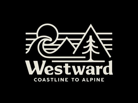 Westward Provisions Co. by Wildwood Design Co. on Dribbble Wood Terrace, Storage Logo, Mountain Logo Design, Travel Typography, Sc Logo, Blue Branding, Mushroom Patch, Hat Inspiration, Mountain Aesthetic