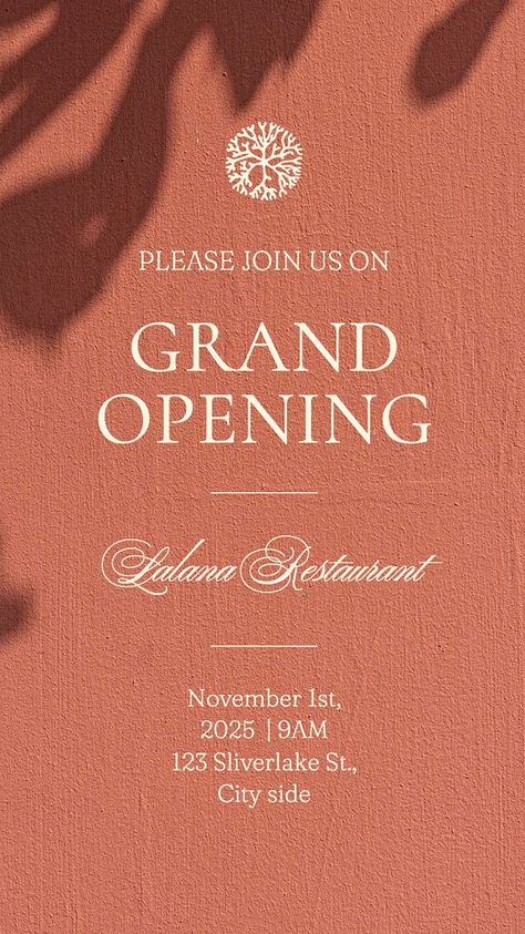 Grand opening Instagram story template, editable text | premium image by rawpixel.com Borders Books, Opening Invitation, Shadow Tree, Awesome Designs, Vintage Collage, Instagram Story Template, Story Template, Instagram Post Template, Text Design