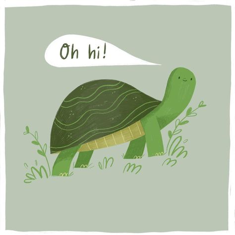 Cute Turtle Illustration, Hi Illustration, Tortoise Illustration, Tortoise Drawing, Turtle Illustration, Cartoon Turtle, Digital Collage Art, Pottery Painting Designs, Animal Magic