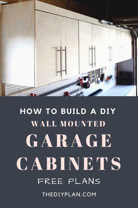 You could buy standard cabinets online or at the warehouse but rarely would they fit perfectly in your garage. By building your cabinets, you could customize the width and the length or build around any obstruction that might be in the way. By using my plans you could tweak the measurement to match your needs. #diy #freeplans #projects #homedecor #interior #furniture #woodproject #cabinet#doityourself #homeimprovement #storage #garage Build Cabinets, Garage Wall Cabinets, Diy Projects Garage, Garage Organizing, Furniture Build, Garage Designs, Cabinet Installation, Diy Garage Storage Cabinets, Garage Organisation