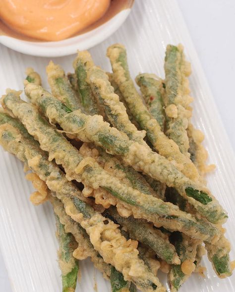 Deep Fried Green Beans, Green Beans Dinner, Fried Green Bean Recipes, Beans Dinner, Japanese Mayo, Crispy Green Beans, Tempura Recipe, Japanese Desserts, Veggie Fries