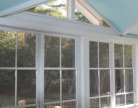 Easy Breeze Windows Porch, Eze Breeze Windows, Eze Breeze, Sunroom Windows, Diy Cleaner, Patio Windows, Porch Enclosures, Modern Porch, Porch Curtains