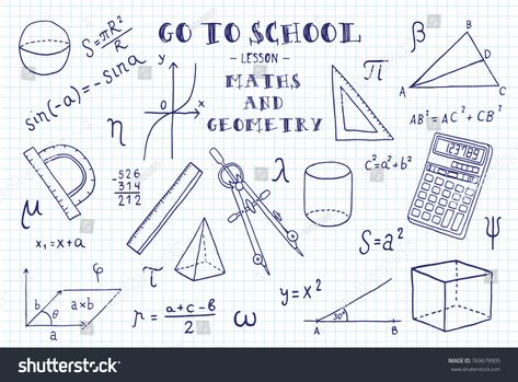 Maths and geometry. Hand sketches on the theme of Maths and geometry. Note book page paper. Vector illustration. #Ad , #sponsored, #sketches#theme#Hand#Maths Note Book Page, Maths Geometry, Geometry Book, School Doodle, Hand Sketches, Paper Vector, Math Geometry, Education Motivation, Go To School