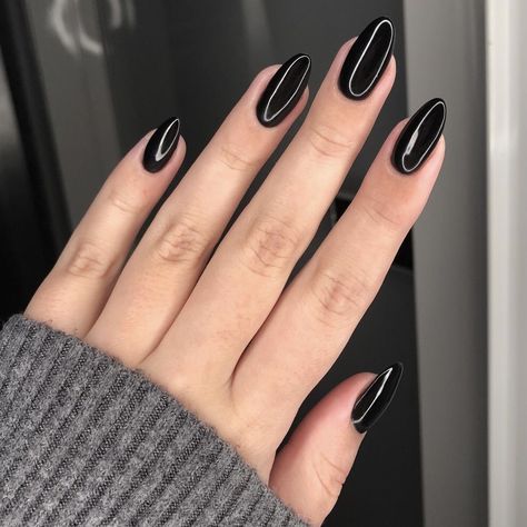 Almond Medium Nails, Black Nails Almond, Black Almond Nails, Almond Shaped Nails, Medium Nails, Shaped Nails, Almond Shape Nails, Almond Shape, The Originals Characters