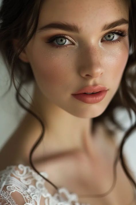 13  Natural Glam Makeup to Wow on Your Wedding Makeup Ideas Wedding Natural, Bridal Makeup Brown Hair Green Eyes, Elegant Bridal Makeup Brown Eyes Fair Skin, Natural Makeup Looks Bridesmaid, Subtle Natural Wedding Makeup, Romantic Bridesmaid Makeup, Green Eyed Bridal Makeup, Wedding Makeup Elegant, Natural Glam Makeup Bride