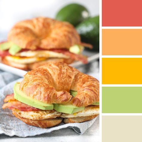 Sandwich Color Palette, Breakfast Color Palette, Fast Food Color Palette, Avocado Croissant, Croissant Breakfast Sandwiches, Breakfast Vibes, Croissant Breakfast Sandwich, Corn Moon, Palette Challenge