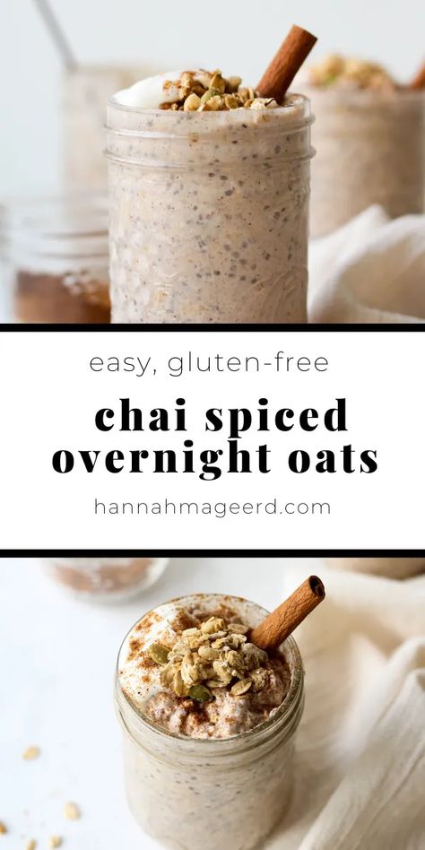 Overnight Oats Chocolate, Chai Overnight Oats, Overnight Oats In A Jar, Easy Overnight Oats, Oat Recipes Healthy, Spiced Chai, Overnight Oats Recipe Healthy, Breakfast Oatmeal, Overnight Oats Healthy