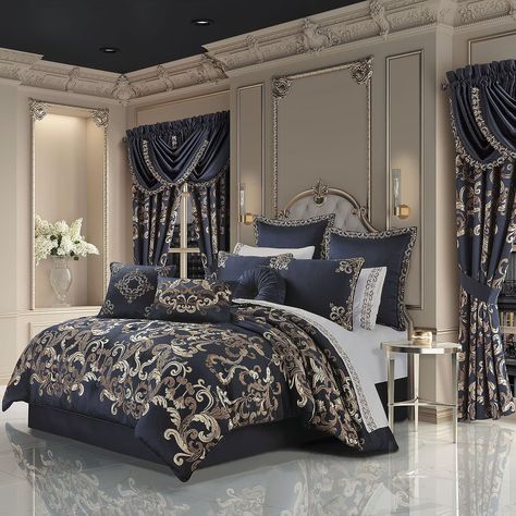 Queen Street Cranford 3-pc. Damask + Scroll Extra Weight Comforter Set, Color: Royal Blue - JCPenney Luxury Comforter Sets, Weighted Comforter, Blue Comforter Sets, Blue Comforter, Queens New York, Inspire Me Home Decor, King Comforter Sets, Queen Comforter Sets, Bed Sets