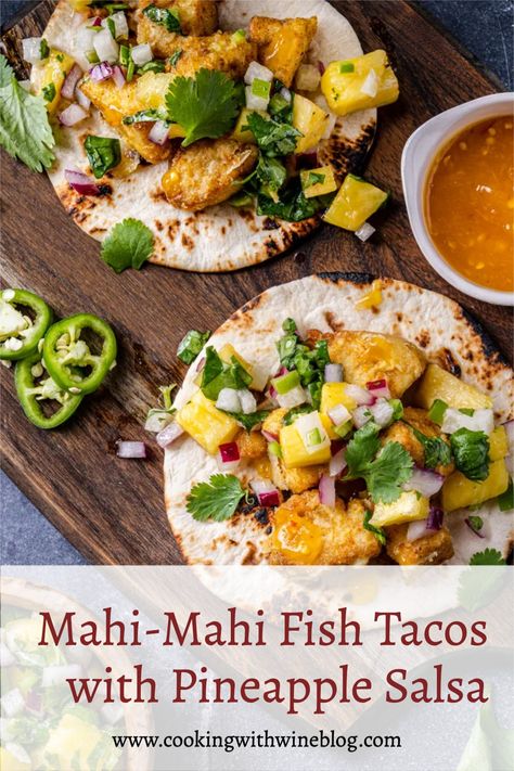 Fish Tacos Pineapple Salsa, Pineapple Fish Tacos, Hawaiian Fish Tacos, Mahi Mahi Pineapple, Fish Tacos With Pineapple Salsa, Caribbean Spices, Mahi Recipes, Mahi Mahi Fish Tacos, Pineapple Fish