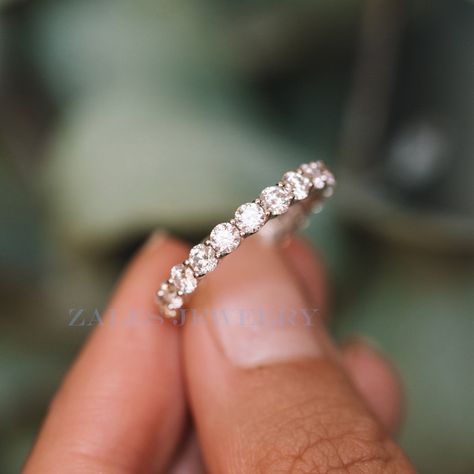 2.00mm Round Colorless Moissanite Band, Pave Set Diamond Wedding Band Round Wedding Band, Engagement Ring, Bridal Set, Matching Band ▶ Made to order and completely customizable ▶ Metals Details: * It can be done in 10KT/14KT/18KT Gold * It can be done in 925 Sterling Silver & 935 Argentium Silver * Metal Tone can be done in Yellow, White & Rose. ▶ Moissanite Details: * Color : Colorless * Clarity: VVS * Shape : Round Moissanite * Weight : 1.45 Ct ▶ Band Width : 2.50 MM ▶ Ring Customizati Moissanite Band, Half Eternity Wedding Band, Moissanite Wedding Band, Half Eternity Band, Ring Ideas, Rings Engagement, Moissanite Wedding Bands, Engagement Bands, Platinum Metal