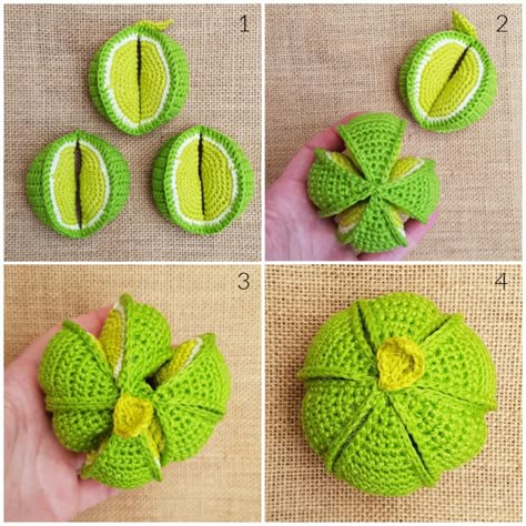 Fruity Segment Balls {Crochet Puzzle Balls} Crochet Puzzle, Crochet Game, Crochet Toys Free Patterns, Crochet Toys Free, Crochet Scarf Pattern Free, Crochet Baby Toys, Crochet Food, Crochet Goodies, Crochet Magazine