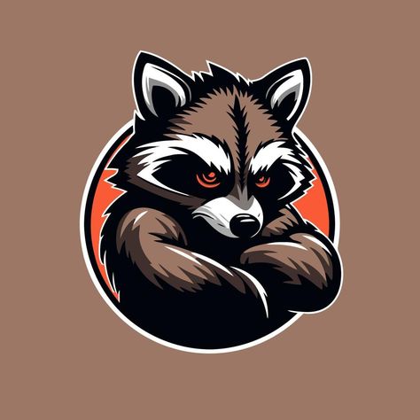 Raccoon Logo Design, Logo Animal Design, Raccoon Logo, Racoon Illustration, Animal Logo Design, Dead Rabbit, Animals Logo, Fantasy Logo, Caterpillar Boots