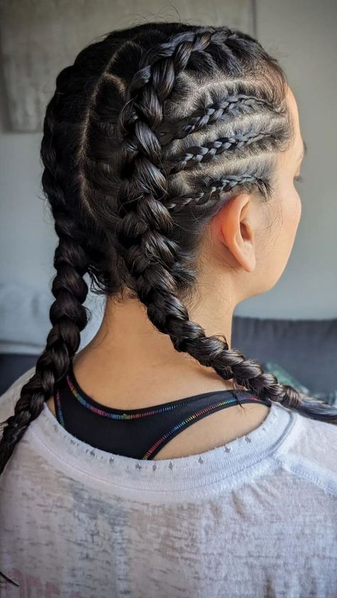 24 Easy Back-to-School Hairstyles for a Fresh Look Wrestling Hairstyles, Dutch Plaits, Dutch Pigtail Braids, Messy High Ponytails, Two Dutch Braids, School Braids, Braided Pigtails, Softball Hair, Soccer Hairstyles