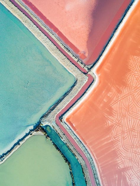 Vivid colors of the Australian salt evaporation ponds. Aerial View, Salt, Limited Edition, Water