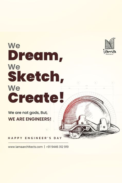 Then they sketch it on paper and build it on earth. Happy Engineer's Day! iama Architects & Interior Designers +91 9446312919 https://iamaarchitects.com Happy Architect Day, Architect Day, Happy Engineer's Day, Sketch It, Engineers Day, An Engineer, The Mind, On Earth, 30 Years