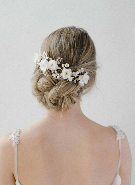 Hair Adornments - headpieces, hair vines, headbands, hairpins | Twigs & Honey ®, LLC Bridal Hair Down, Wedding Aesthetics, Pearl Hair Vine, Crystal Hair Vine, Bridal Attire, Crystal Headpiece, Hair Adornments, Bridal Comb, Flower Headpiece