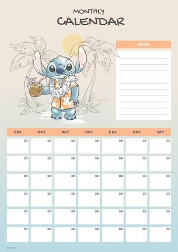 Stitch Monthly Calendar | Premium Disney template Blank Monthly Calendar Printable Free, Blank Monthly Calendar Printable, Stitch Printable, Disney Calendar, Blank Monthly Calendar, Notes Aesthetic, November Calendar, Disney Paintings, Elf Art