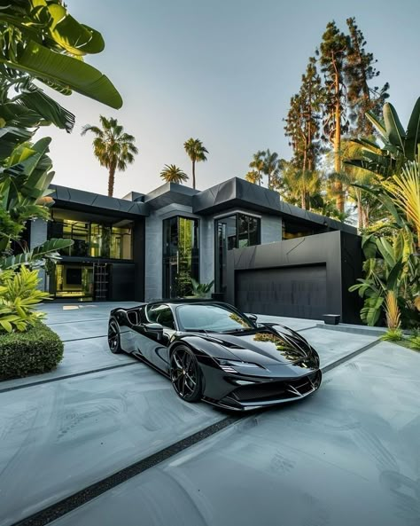 Luxury Houses Entrance, Millionaire Lifestyle Luxury, Tmax Yamaha, Ferrari Sf90, Mansion Exterior, Black Houses, New Ferrari, Dream Life House, House Arch Design