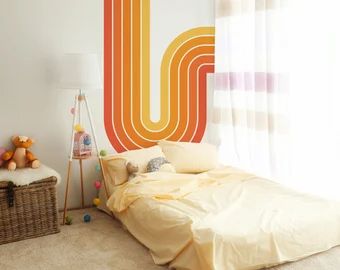 Wall Decal Nursery, Rainbow Wall Decal, Bohemian Rainbow, Floor Decal, Old Wall, Rainbow Wall, Colorful Rainbow, Kids Room Decor, Wall Graphics