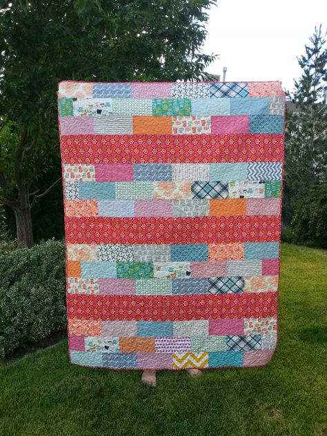 Brick Block Quilt Patterns, Large Block Quilt Patterns Free, Brick Quilt Pattern Free, Row Quilts Ideas, Quilts For Men Patterns, Masculine Quilts, Kid Quilts Patterns, Row Quilts, Charity Quilts