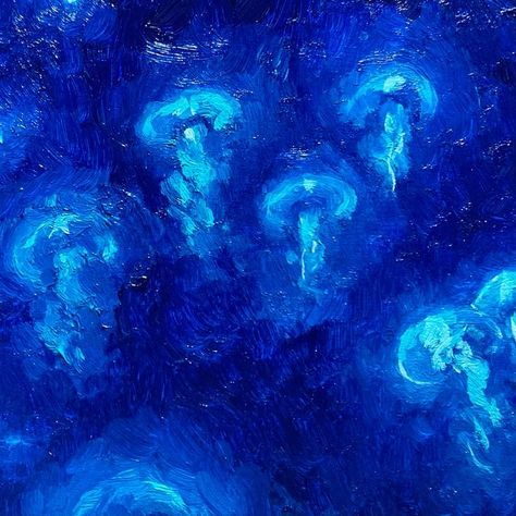 Blue Galaxy Painting, All Blue Painting, Dark Blue Painting Aesthetic, Blue Lighting Aesthetic, Blue Oil Painting Aesthetic, Blue Ethereal Art, Dark Blue Art Aesthetic, Connections Aesthetic, Blue Ghost Aesthetic