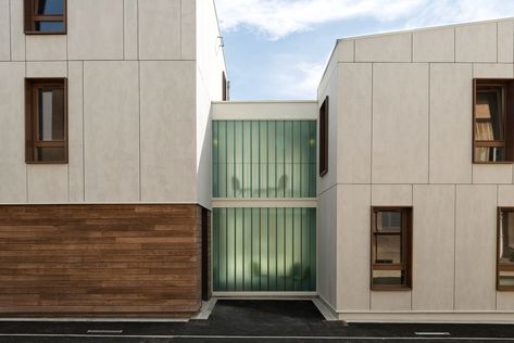 Fiber Cement Facades in Architecture: 9 Notable Examples,24 Housing Units / Zanon + Bourbon Architects. Image © Olivier Dancy Equitone Facade, Cement Cladding, Laneway House, Fibre Cement Cladding, Cement Panels, Wood Facade, Facade Panel, Cement Board, Facade Material