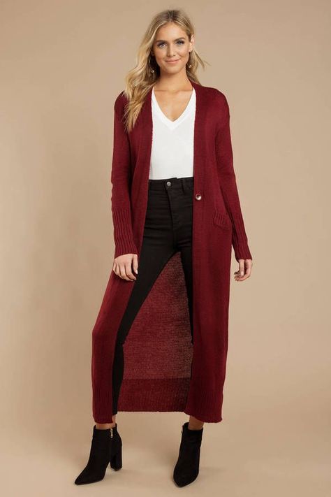 ecd62de20ea67e1c2d933d311b08178adesc52505170ri Burgundy Cardigan Outfit, Outfit Cardigan, Burgundy Cardigan, Cardigan Outfit, Lucid Dreams, Red Cardigan, Cardigan Outfits, Casual Fall Outfits, Fall Winter Outfits