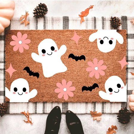 Halloween Welcome Mats, Spooky Doormat, Halloween Mats, Gothic Rug, Craft Toys, Door Mat Diy, Halloween Bathroom, Funny Welcome Mat, Halloween Front Doors