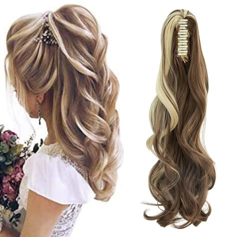 Piece Updo, Claw Ponytail, Ponytail Clip, Wavy Hair Extensions, Straight Hair Extensions, Straight Ponytail, Clip In Ponytail, Cool Braids, Bleach Blonde