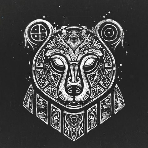 Viking Bear Tattoo, Celtic Bear, Norse Art, Sky V, In Touch With Nature, The Sun And The Moon, Sun And The Moon, Nordic Art, Irish Celtic