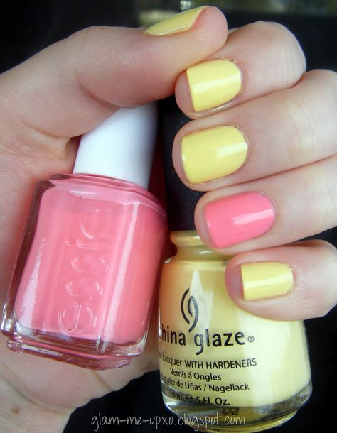 Nail Polish Combos, Video Nail, Ongles Gel French, Nails Yellow, Peach Nails, Beach Pink, Simple Nail Art Designs, Summer Nails Colors, Pastel Nails