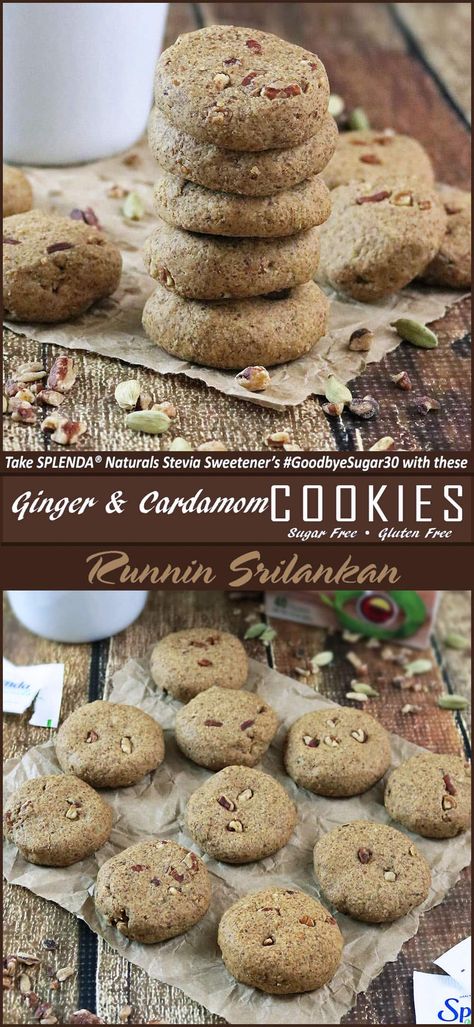 Ginger Cardamom Cookies - gluten-free, sugar-free, sweetened with Splenda Naturals Cardamom Cookies, Best Gluten Free Desserts, Cookies Sugar, Gluten Free Cupcakes, Gluten Free Desserts Recipes, Sugar Intake, Gluten Free Sugar Free, Entertaining Recipes, Gluten Free Cakes