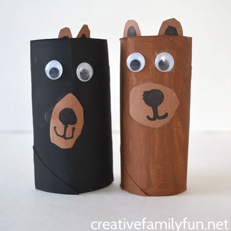 Create a zoo and fill it with this simple cardboard tube bear craft. It's a simple and fun kids craft that makes use of recycled materials. Bear Art Activities, Divlje Zivotinje, Forest Animal Crafts, Recycling For Kids, Bear Craft, Bear Hunt, Bear Picnic, Picnic Theme, Sleeping Animals