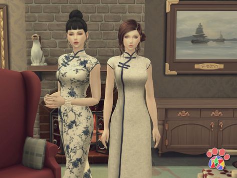 Sims 4 Cc Asian, Clothes The Sims 4, Sims Furniture, Clothes Cc, Asian Clothes, Western Outfits Men, Chinese Cheongsam, Alt Clothes, Sims 4 Mm Cc