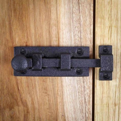 The Renovators Supply Inc. Wrought Iron Slide Bolt Latch & Reviews | Wayfair Door Latches Hardware, Door Latch Ideas, Rustic Door Handles, Iron Gate Latch, Iron Door Latch, Slide Doors, Door Slide, Barn Door Latch, Garage Door Decor