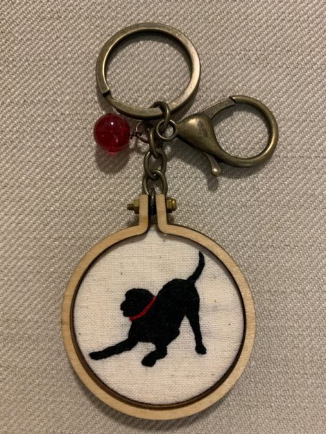 Dog Keychain, Black Dog, Embroidery, Dogs, Black