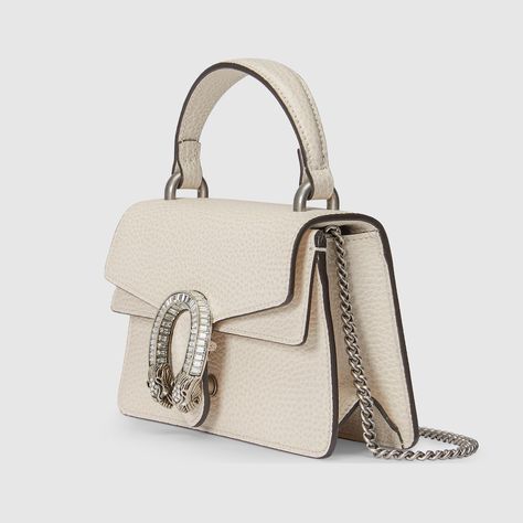 Shop the Dionysus mini top handle bag in white at GUCCI.COM. Enjoy Free Shipping and Complimentary Gift Wrapping. Gucci Dionysus Mini, Crystal Hardware, Mini Top Handle Bag, Gucci Crossbody Bag, Bags Gucci, Gucci Crossbody, Mini Top, Tiger Head, Designer Crossbody