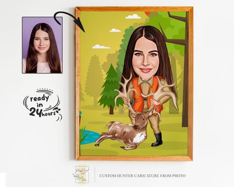 Caricature From Photo, Gifts For Hunters, Anniversary Present, Printed Items, Digital Drawing, Beauty Book, Birthday Gifts, Digital Prints, Pet Supplies