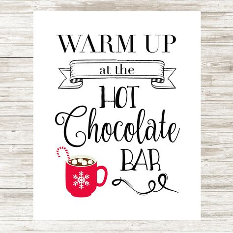 Brrrr... it's cold outside! Set up a hot chocolate bar at your holiday party with this cute printable sign!! Hot Chocolate Letterboard, Hot Chocolate Bar Sign Printable Free, Chocolate Slogans, Hot Cocoa Printable, Hot Chocolate Bar Sign, Xmas Poster, Coffee Bar Wedding, Printable Signs Free, Preschool Family