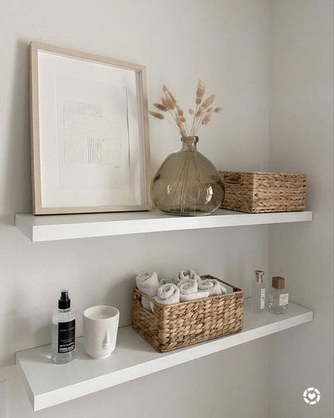 15 Bathroom Shelf Decor Ideas 7 15 Bathroom Shelf Decor Ideas Toilet Shelf Styling, Bathroom Above Toilet Decor, Toothbrush Holder Ideas, Open Shelf Bathroom, Shelves Decor, Shelves Bathroom, Bathroom Shelf Decor, Friendsgiving Dinner, Restroom Decor