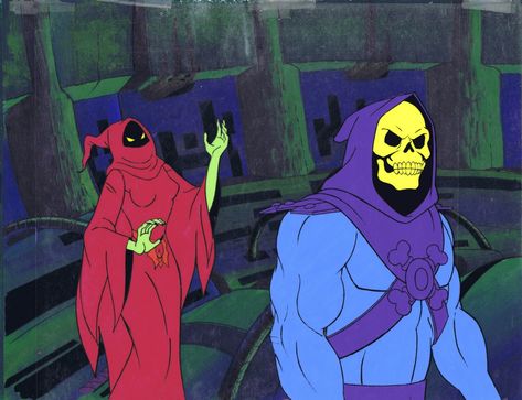 Skeletor and Shadow Weaver Original FILMATION Cell Comic Art Homework Inspiration, Shadow Weaver, Skeletor Heman, Hee Man, 2000s Cartoons, Adventure Time Wallpaper, Arte 8 Bits, Grunge Art, 80s Cartoons