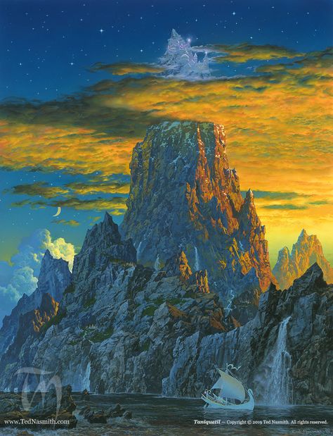 Taniquetil – Ted Nasmith Ted Nasmith, Tolkien Illustration, Dark Fiction, John Howe, Middle Earth Art, Tolkien Art, Lotr Art, Earth Art, Fantasy City