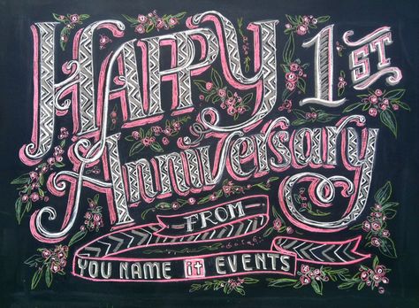 Happy Anniversary chalkboard print outs for You Name it Events designed by Andrea Casey www.andreacasey.com Happy Anniversary Chalkboard Art, Anniversary Chalkboard Art, Chalkboard Fonts Alphabet, Chalk Happy Birthday, Chalk Happy Birthday Sign, Wedding Welcome Board Chalk, Anniversary Chalkboard, Chalkboard Fonts, Blackboard Art